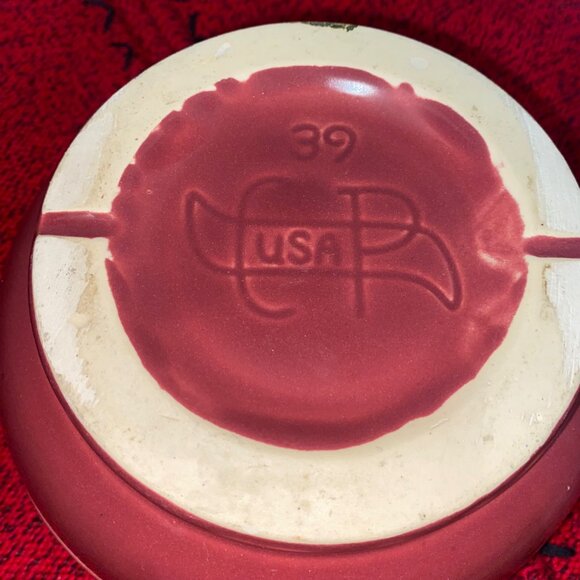 Vintage Retro Red Mauve Rose Cookson Pottery USA Pottery Bowl - Picture 4 of 4
